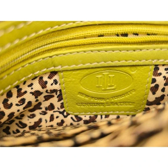 ILI genuine leather studded wristlet lime green clutch purse - Picture 3 of 7